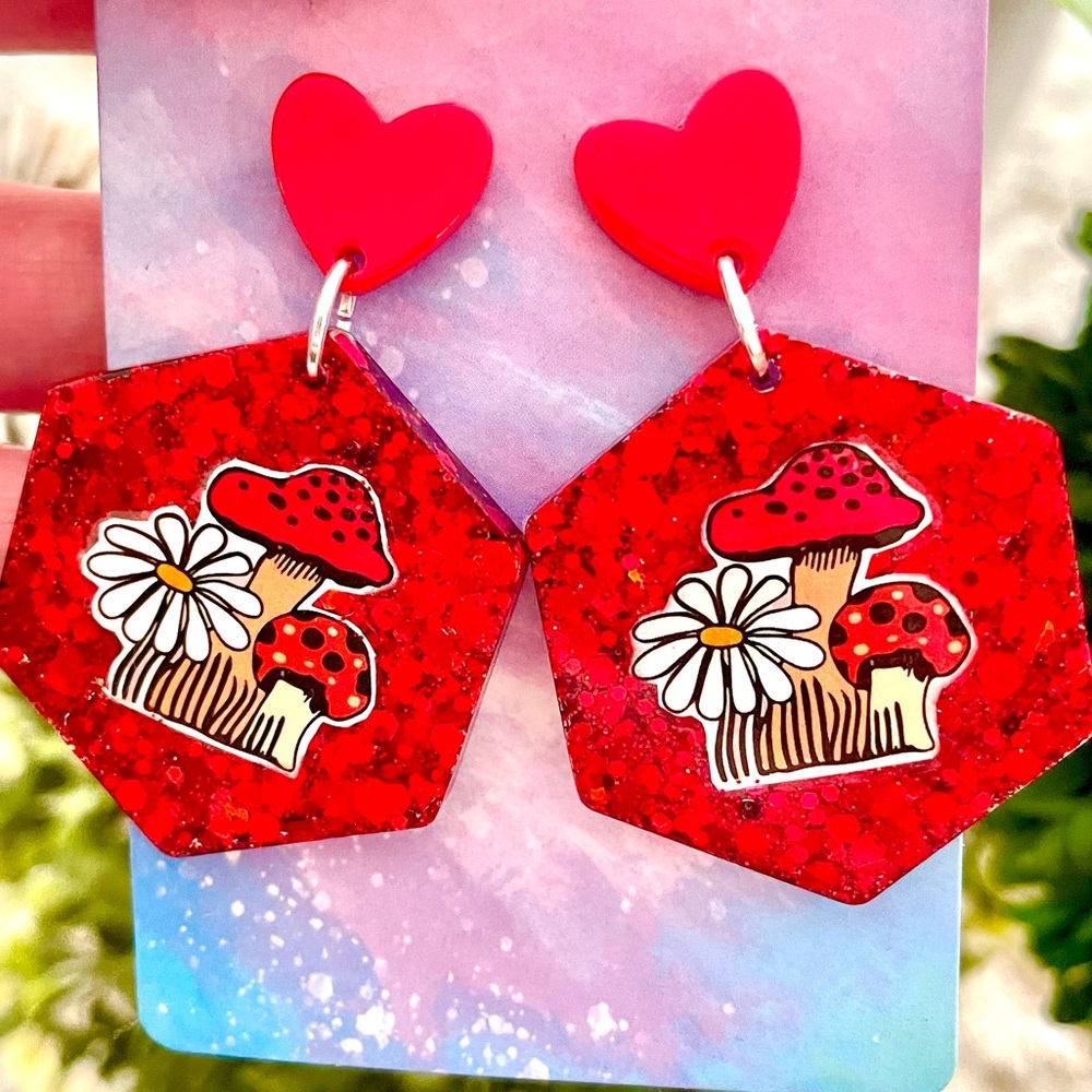 Acrylic Mushroom Dangle Earrings